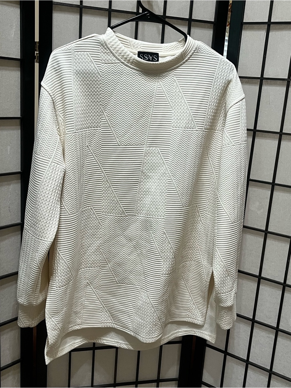 WOMENS SSYS THE LABEL Cream Crewneck Textured Knit Sweater SIZE S - Picture 3 of 8